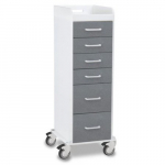 Silver Metallic Polyethylene Tall Locking 6 Drawer Cart{part}