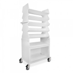 27" x 56" x 17" White PVC Extra Wide Tall Slanted Suture Cart with Bulk Storage Area_noscript